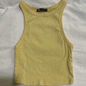 Zara pale yellow high neck tank top